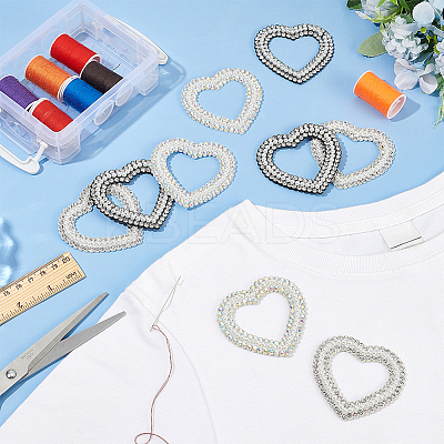 9Pcs 3 Colors Heart Non-woven Fabric Sew on Appliques PATC-FG0002-03-1