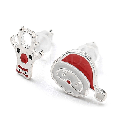 Christmas Theme Brass Asymmetrical Earrings LS-EJEW-D062-01B-S-1