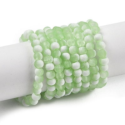 Frosted Crackle Glass Beads Strands GLAA-U001-4mm-M09-1