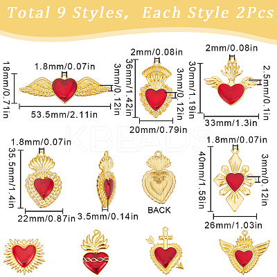 18Pcs 9 Styles Alloy Enamel Pendants ENAM-SC0005-06-1