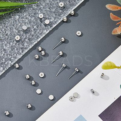 40Pcs 4 Styles 303 Stainless Steel Earring Nuts STAS-HS0001-58P-1