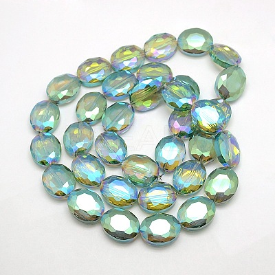 Faceted Electroplate Crystal Glass Oval Beads Strands LS-EGLA-F059B-10-1
