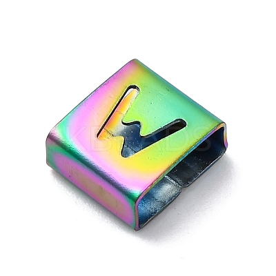 Ion Plating(IP) 304 Stainless Steel Square Slide Charms STAS-L132-05W-M-1