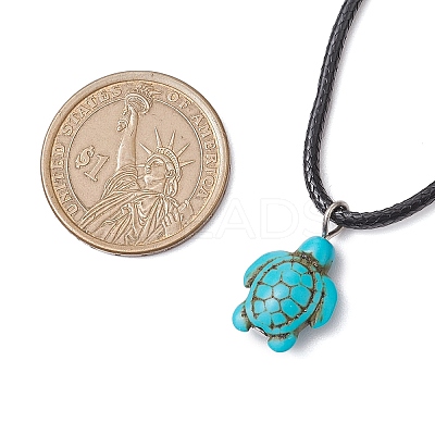 Sea Turtle Synthetic Howlite Pendant Necklaces NJEW-JN05085-1