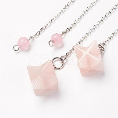 Chakra Natural Rose Quartz Dowsing Pendulums G-F516-01C-1