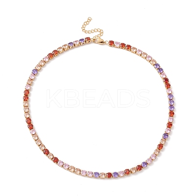 Classic Cubic Zirconia Tennis Necklace NJEW-G017-02B-G-1