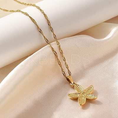 Summer Beach 304 Stainless Steel Pendant Rope Chain Necklaces for Women LS-STAS-Z108-01G-01-1
