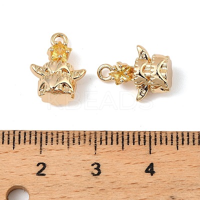 Brass Micro Pave Cubic Zirconia Charms KK-C155-17G-05-1