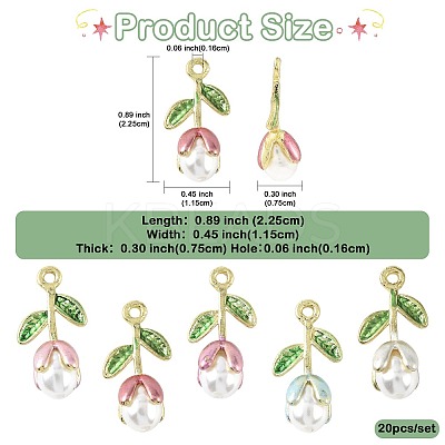 20Pc 5 Colors Alloy Enamel Pendants ENAM-FS0004-07-1