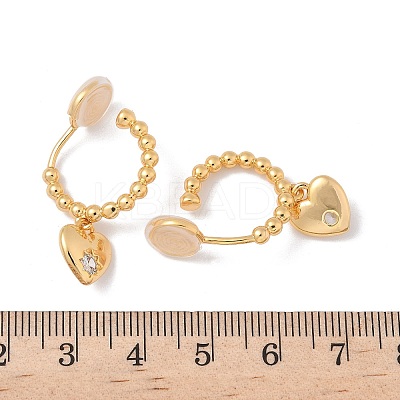 Heart Brass Micro Pave Clear Cubic Zirconia Clip-on Earrings EJEW-K286-12G-1
