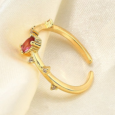 Brass Micro Pave Cubic Zirconia Cuff Rings for Women RJEW-H247-24G-1