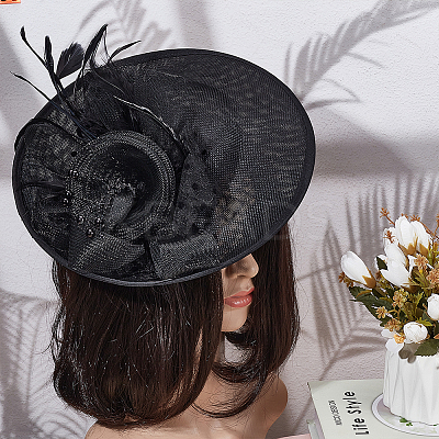 Linen Mini Hat Fascinator Base AJEW-WH0561-32A-1