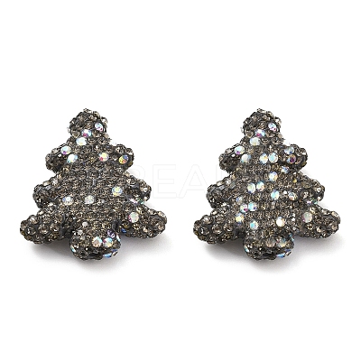 Christmas Tree Polymer Clay Rhinestone Beads CLAY-NH0001-14G-1