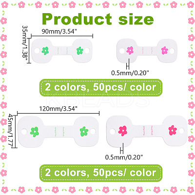 200Pcs 4 Styles Flower Printed Folding Paper Jewelry Display Cards for Bracelets CDIS-GA0001-05-1