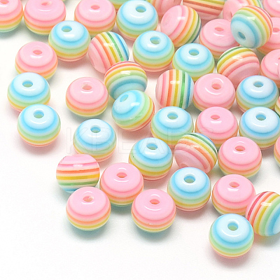 Transparent Stripe Resin Beads RESI-S345-8mm-09-1