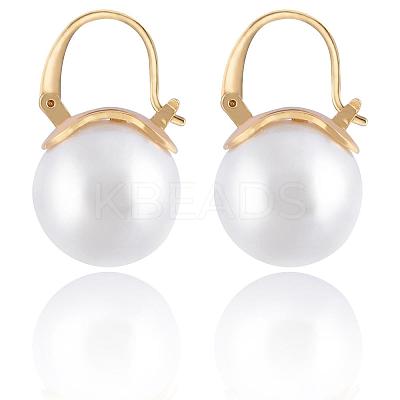 Pearl Earrings Gray Round Ball Hoop Dangle Earrings Stud Elegant Shell Pearl Drop Stud Imitation Freshwater Cultured Pearls Earrings Brass Charms Jewelry Gift for Women JE1096A-1