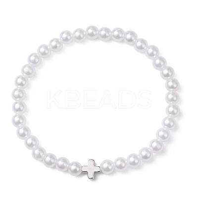 ABS Plastic Imitation Pearl Beads Stretch Bracelets BJEW-JB13207-1