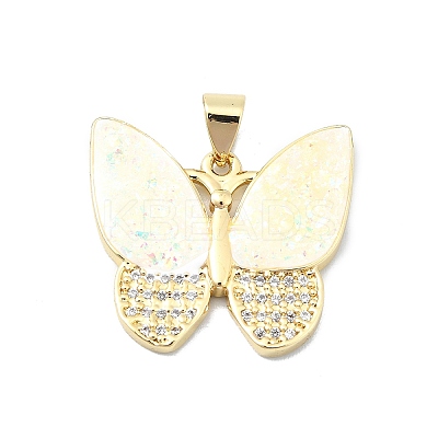 Brass Micro Pave Clear Cubic Zirconia Pendants KK-A221-16c-G-1