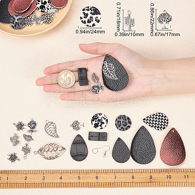 DIY PU Leather Dangle Earring Making Kits DIY-SC0001-35-1