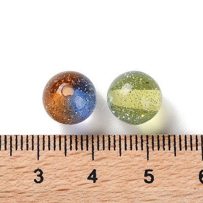 Gradient Color Transparent Resin Beads with Gold Foil RESI-A035-10B-1