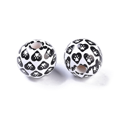 Printed Wood Beads WOOD-C017-01A-1