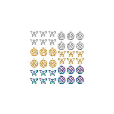 24Pcs 6 Styles 201 Stainless Steel Pendants STAS-DC0013-69-1