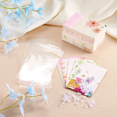 100Pcs 5 Style Rectangle Cardboard Jewelry Display Cards CDIS-YS0001-03-1