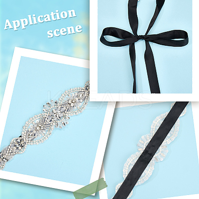 Flower Full Crystal Rhinestone Handmade Bridal Belts for Wedding Dresses AJEW-WH20006-233B-01-1