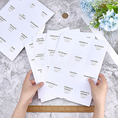 7 Sheets PVC Adhesive Coffee Syrup Label Stickers STIC-WH0003-010-1