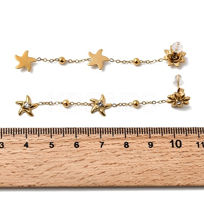 304 Stainless Steel Star Dangle Stud Earrings LS-EJEW-G451-03G-1