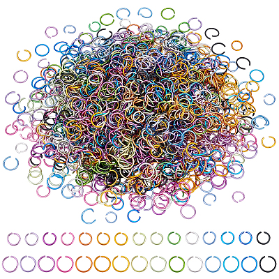 1500Pcs 30 Styles Aluminum Wire Open Jump Rings ALUM-PH0001-11-1
