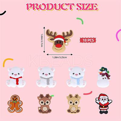 18Pcs 9 Style Christmas Themed Food Grade Eco-Friendly Silicone Focal Beads SIL-SZ0001-16-1