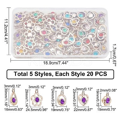 100Pcs 5 Style UV Plating ABS Plastic Pendants KY-CA0001-18-1