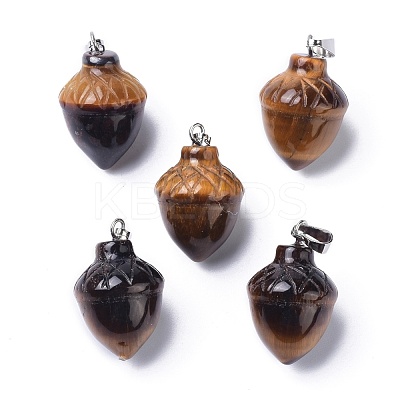 Natural Tiger Eye Pendants G-G842-01D-1