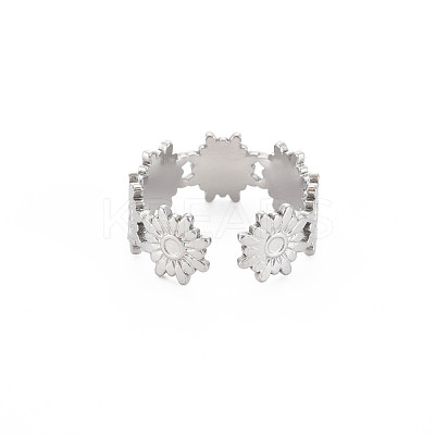 Non-Tarnish 304 Stainless Steel Open Cuff Finger Ring Cabochon Settings STAS-S119-162P-1