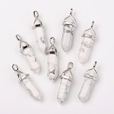 Natural Howlite Double Terminated Pointed Pendants G-F295-04F-1