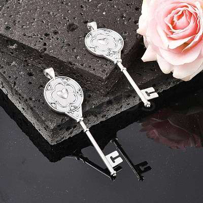 Tibetan Style Alloy Key Pendant Cabochon Bezel Settings X-PALLOY-J494-51AS-1