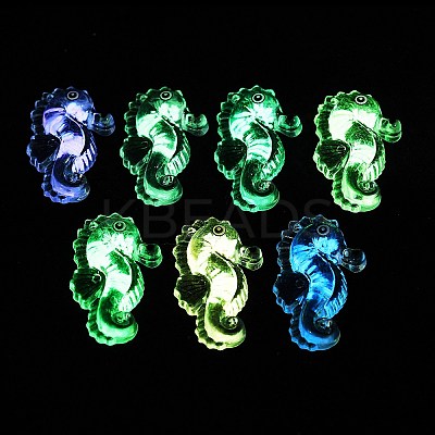 10Pcs Transparent Luminous Acrylic Pendants TACR-FP0001-02B-1