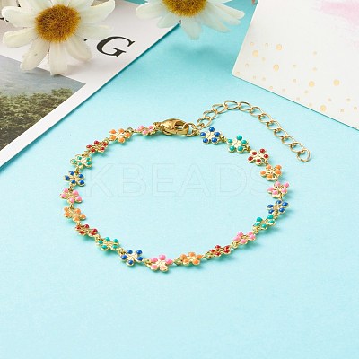 Brass Enamel Link Chain Bracelets BJEW-JB06420-1