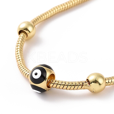 Enamel Evil Eye Round Beaded Bracelet with Brass Round Snake Chains for Women BJEW-G654-01G-1