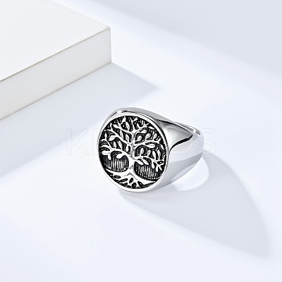 Retro Stainless Steel Tree of Life Finger Ring FIND-PW0020-06B-AS-1