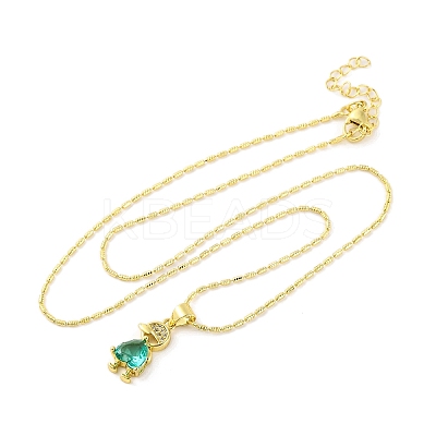 Brass Pave Cubic Zirconia Boy Love Pendant Necklaces for Women LS-NJEW-S430-01G-04-1