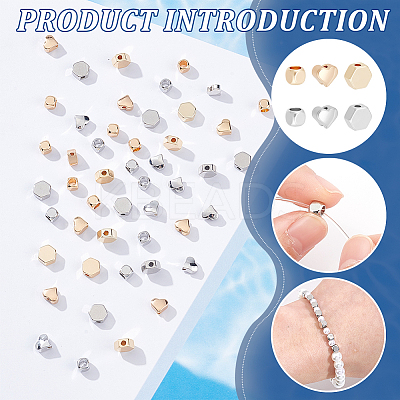 48Pcs 6 Styles Brass Spacer Beads KK-BC0013-36-1
