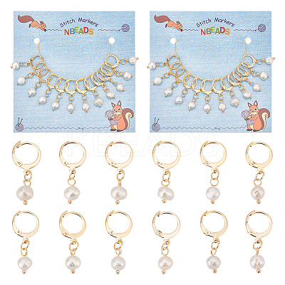Natural Freshwater Pearl Pendant Locking Stitch Markers HJEW-AB00148-1
