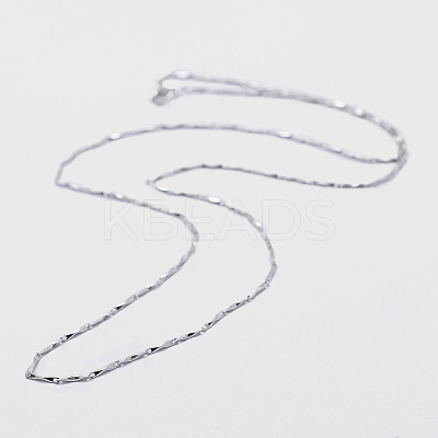 Anti-Tarnish Rhodium Plated 925 Sterling Silver Chain Necklaces STER-F039-12P-1