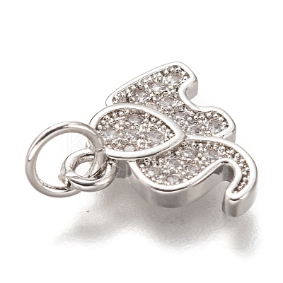 Brass Micro Pave Clear Cubic Zirconia Charms ZIRC-C020-35P-1