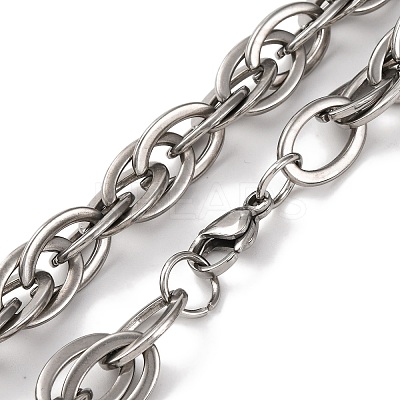 201 Stainless Steel Oval Rope Chain Necklace NJEW-F222-32P-1