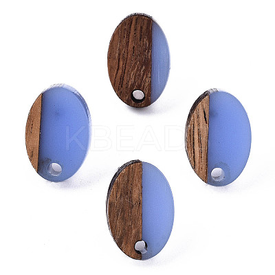 Resin & Walnut Wood Stud Earring Findings MAK-N032-004A-A08-1