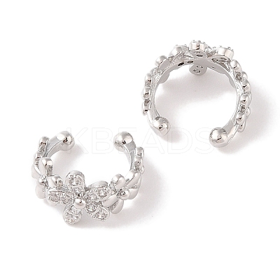 Brass Micro Pave Clear Cubic Zirconia Cuff Earrings for Women EJEW-I305-10P-1
