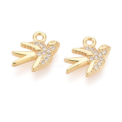 Brass Micro Pave Clear Cubic Zirconia Pendants KK-T078-07G-01-1